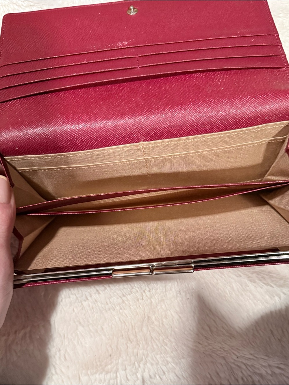 Burberry Beige Check with Red Leather Clutch - Picture 3 of 6